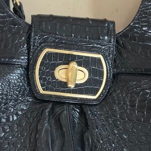 Brahmin black leather alligator bag
